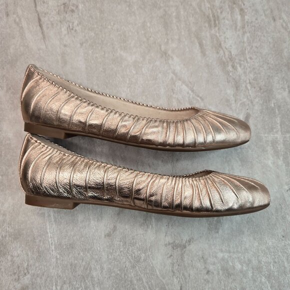 Louise et Cie Ballet Flats Size 7 Metallic Gold Leather Comfort Ballerina Shoes - Picture 5 of 11